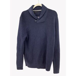NWT Banana Republic Mens Navy Button Shawl Collar Sweater L 100% Cotton